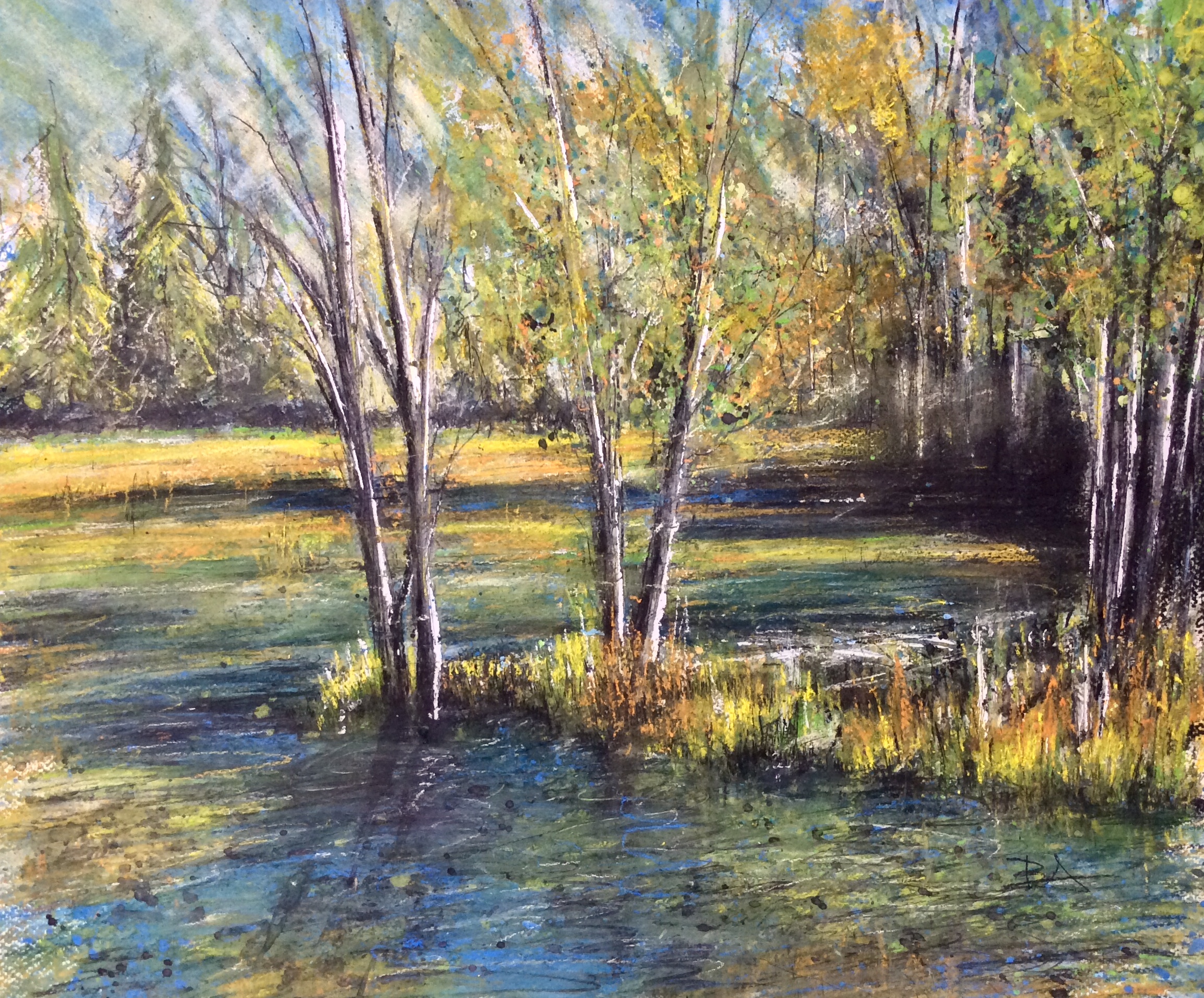 FEN MEADOW Mixed media 16x20 on cold press